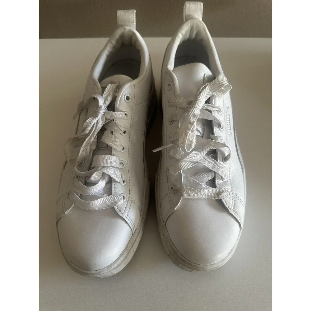 Puma Platform Shoes Womens Sz 9 White‎ Chunky Low Top Casual Sneaker 383684-01